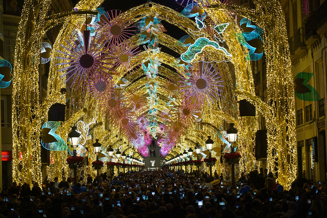 Malaga has become famous for its Christmas decorations in Calle Larios